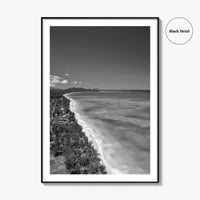 Oahu Black and White Fine Art Photo Print, Waimanalo Beach, Hawaii Aerial Poster, USA
