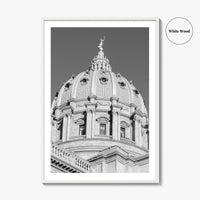 Harrisburg Black and White Fine Art Photo Print, Pennsylvania Capitol Dome Poster, PA Poster
