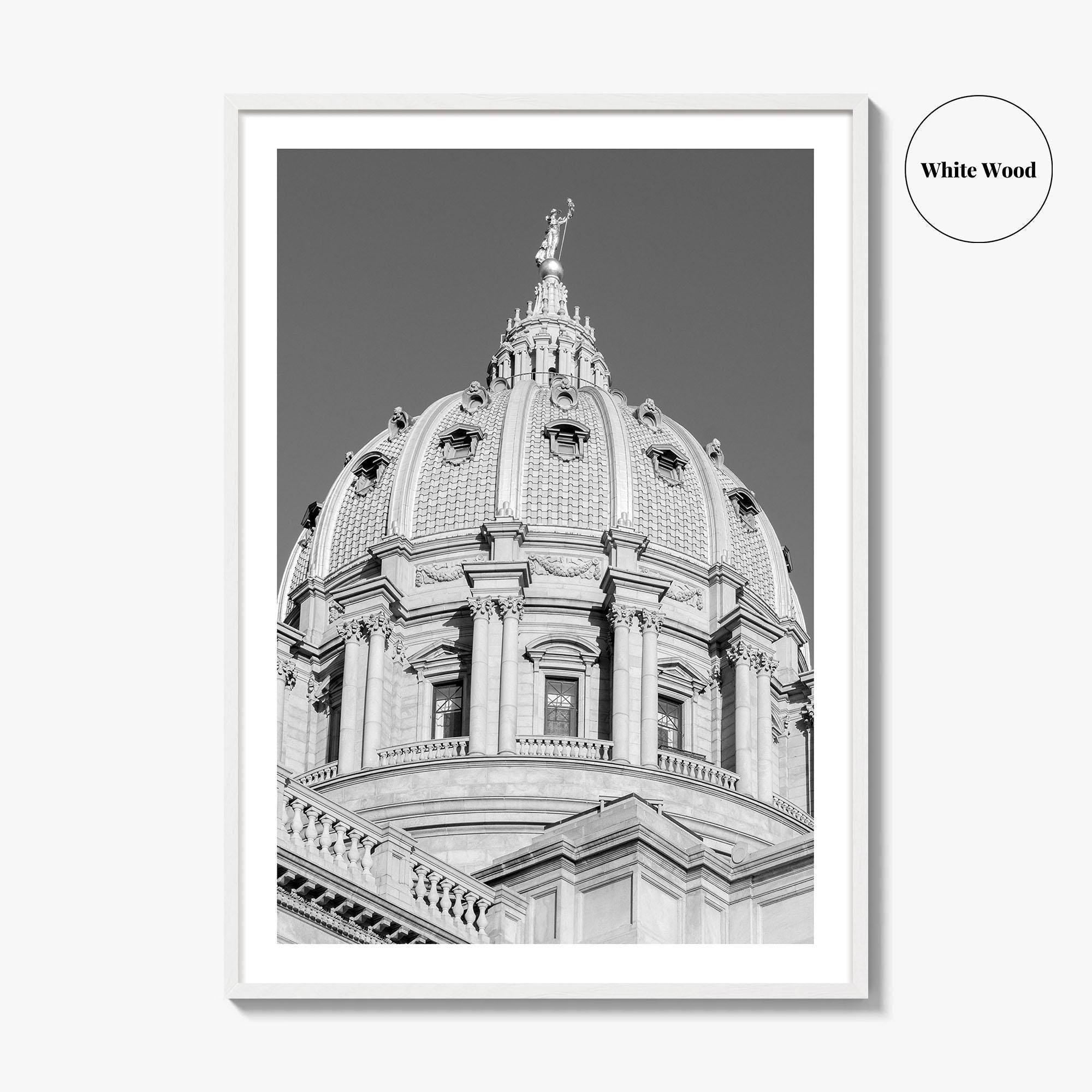 Harrisburg Black and White Fine Art Photo Print, Pennsylvania Capitol Dome Poster, PA Poster