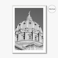 Harrisburg Black and White Fine Art Photo Print, Pennsylvania Capitol Dome Poster, PA Poster