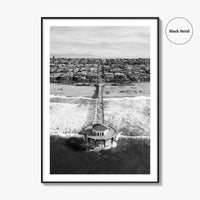 Manhattan Beach Black and White Fine Art Photo Print, California Pier, Los Angeles, USA