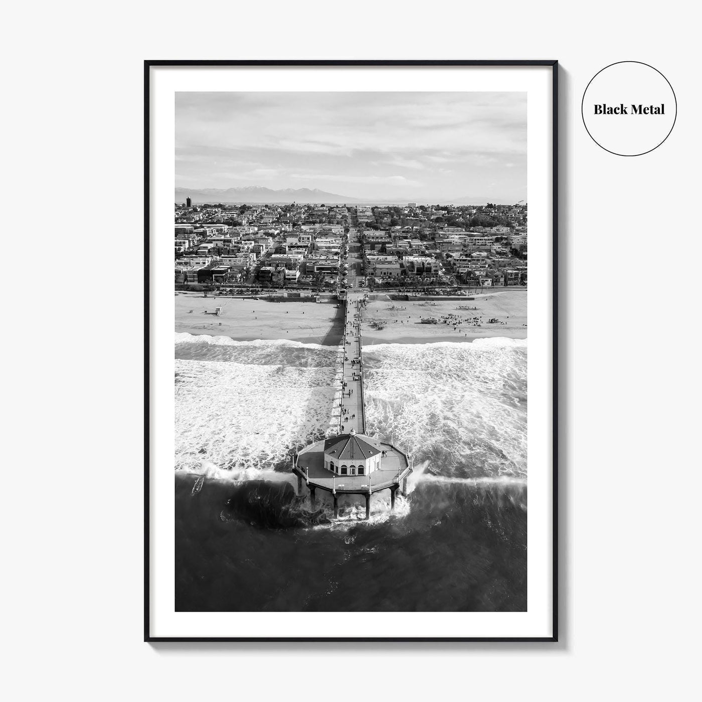 Manhattan Beach Black and White Fine Art Photo Print, California Pier, Los Angeles, USA