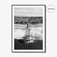 Manhattan Beach Black and White Fine Art Photo Print, California Pier, Los Angeles, USA