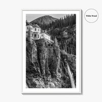 Telluride Black and White Fine Art Photo Print, Bridal Veil Falls Colorado Poster