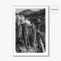 Telluride Black and White Fine Art Photo Print, Bridal Veil Falls Colorado Poster