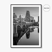 Minneapolis Skyline Black and White Fine Art Photo Print, Wall Poster, Minnesota USA