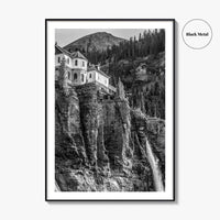 Telluride Black and White Fine Art Photo Print, Bridal Veil Falls Colorado Poster