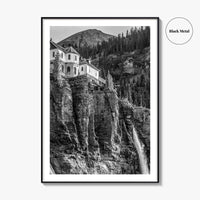 Telluride Black and White Fine Art Photo Print, Bridal Veil Falls Colorado Poster