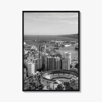 Malaga Skyline Black and White Fine Art Photo Print, Wall Decor, Andalusia Spain Poster
