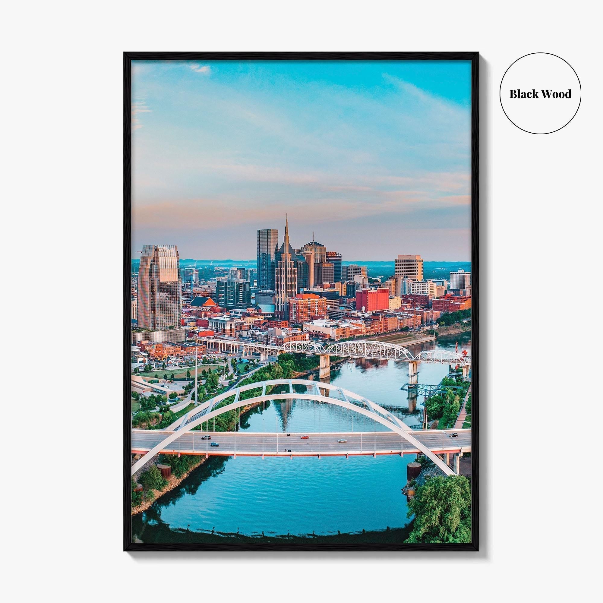 Nashville Skyline Fine Art Photo Print, Tennessee TN Aerial Wall Decor Poster, USA