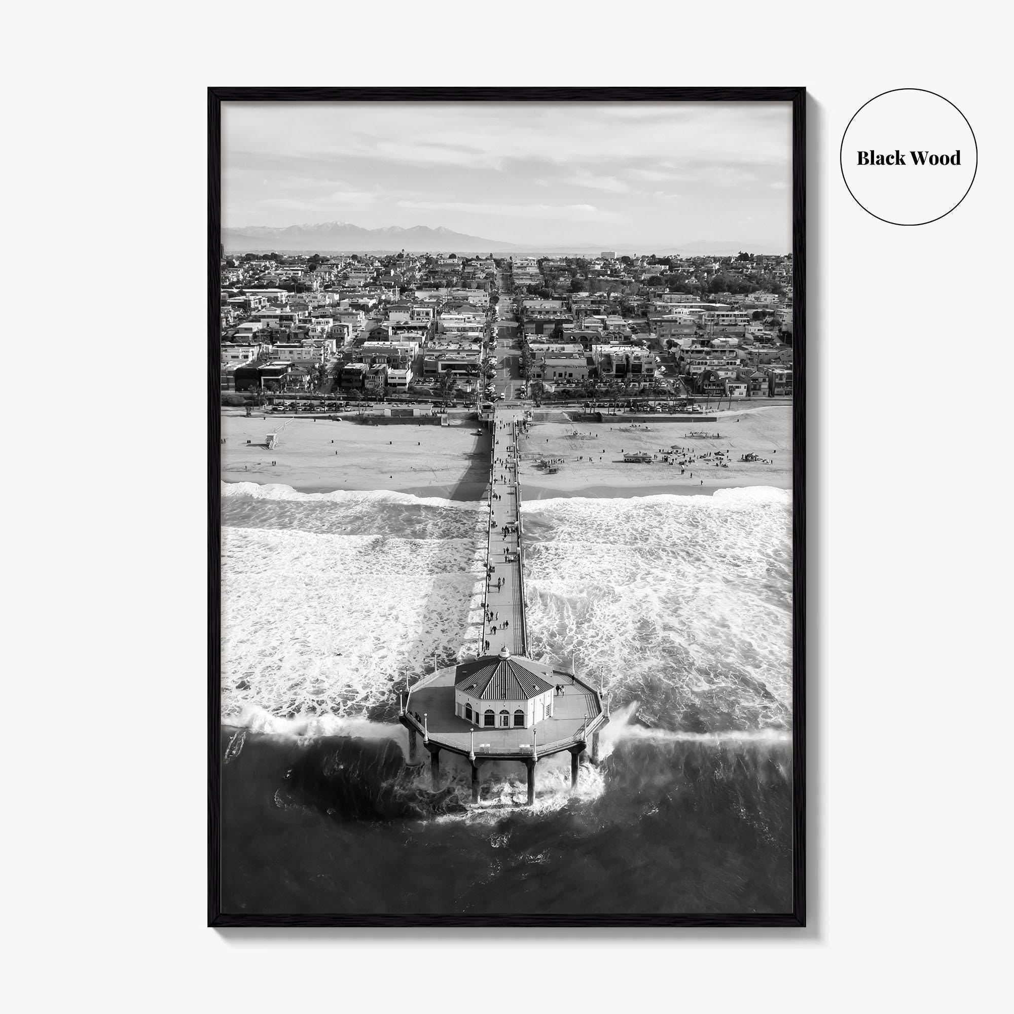 Manhattan Beach Black and White Fine Art Photo Print, California Pier, Los Angeles, USA