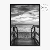 Naples Florida Black and White Fine Art Photo Print, Gulf Shore Boardwalk Poster