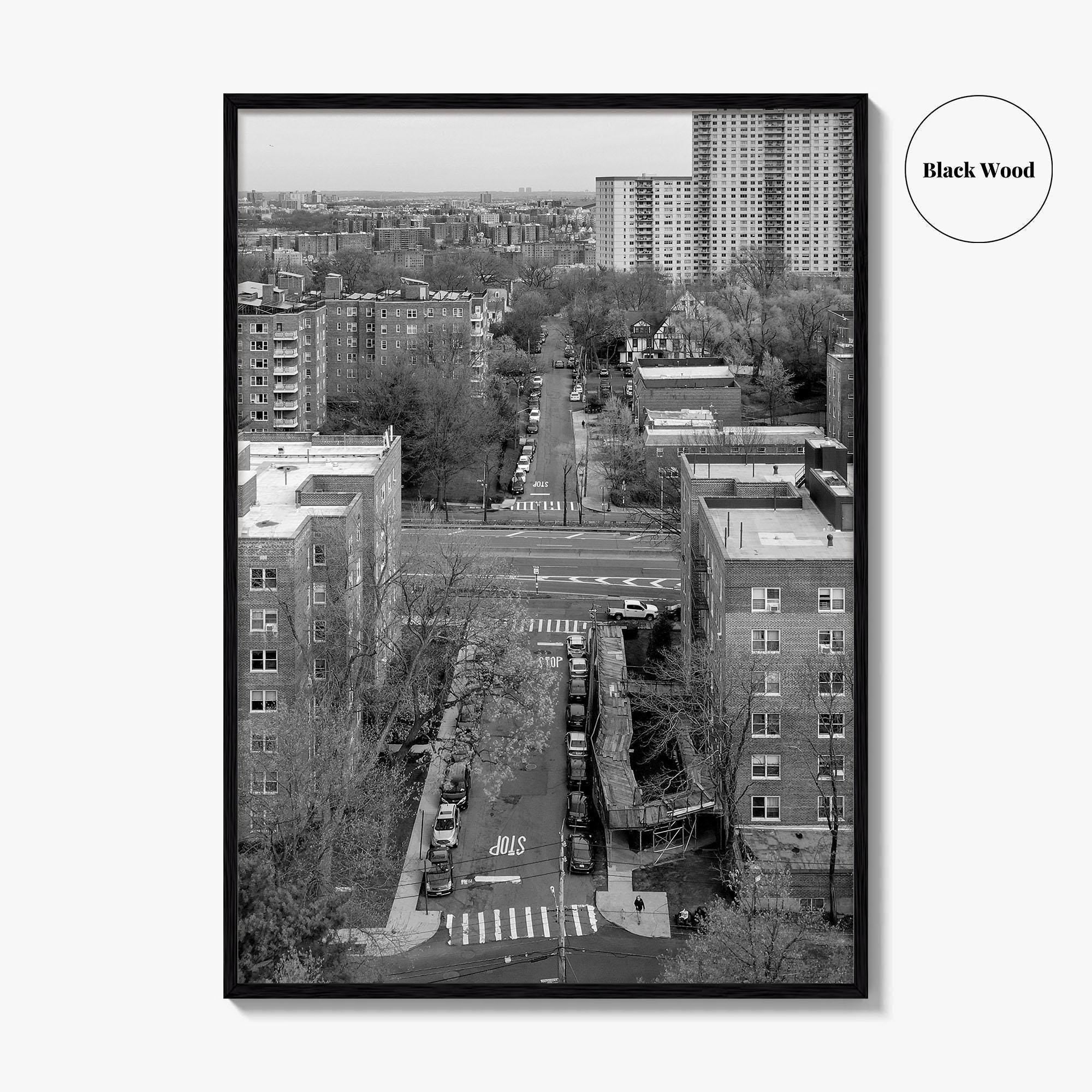 The Bronx Black and White Fine Art Photo Print, Spuyten Duyvil Aerial, NYC Poster