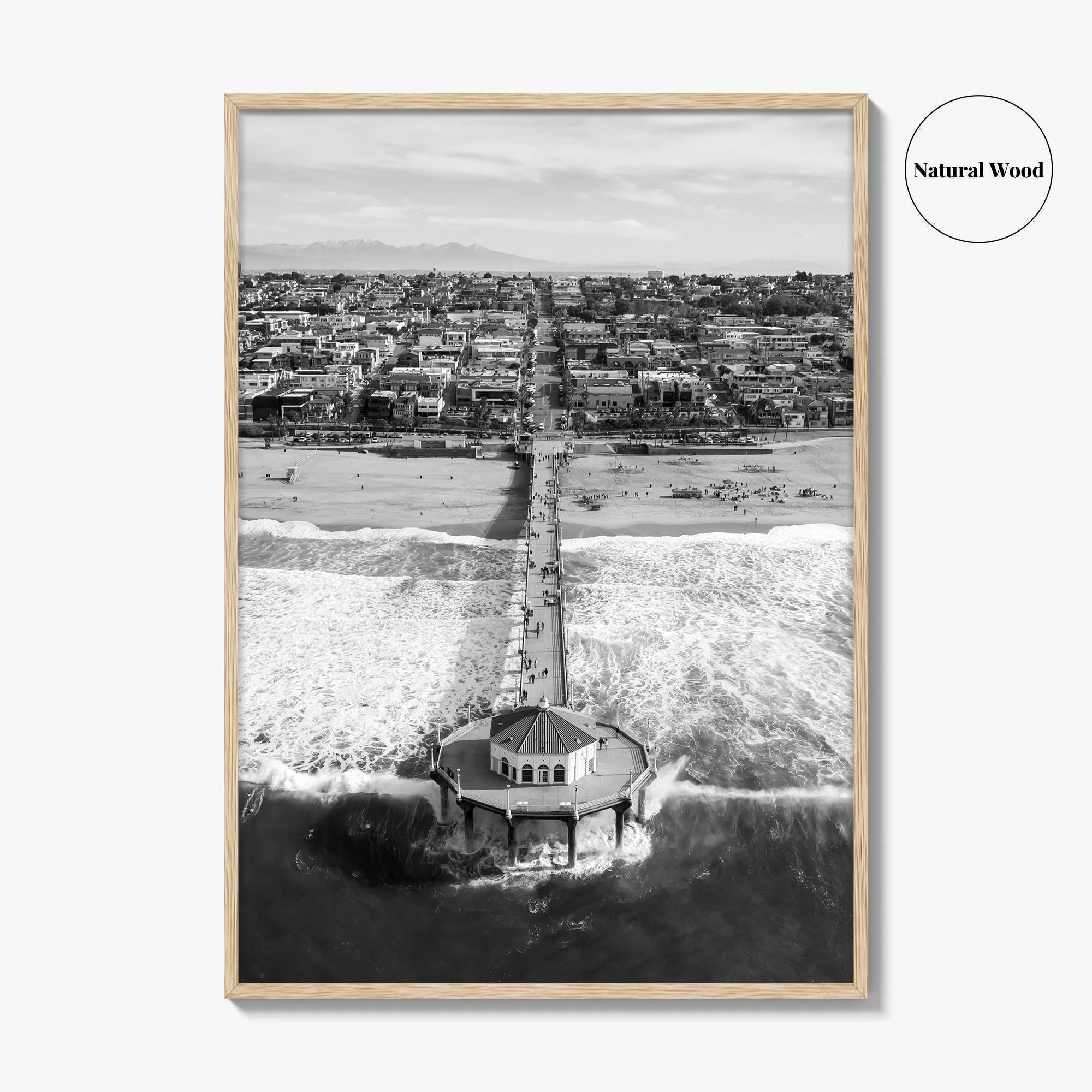 Manhattan Beach Black and White Fine Art Photo Print, California Pier, Los Angeles, USA