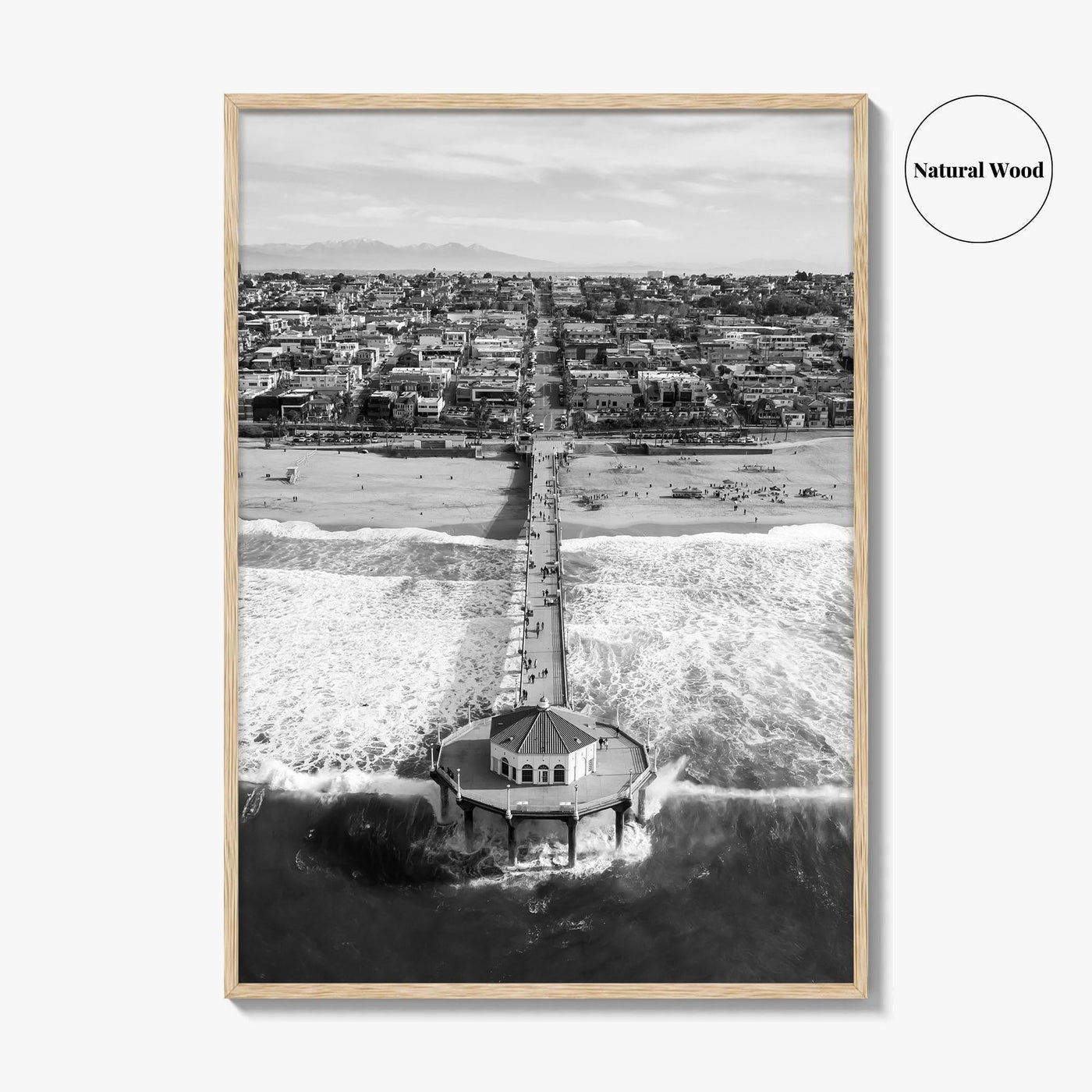 Manhattan Beach Black and White Fine Art Photo Print, California Pier, Los Angeles, USA
