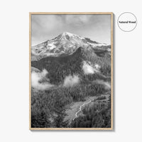 Mount Rainier Black and White Fine Art Photo Print, Washington USA, Nisqually River Poster