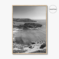 Malta Black and White Fine Art Photo Print, Golden Bay Beach, Mellieha, Coastal Poster