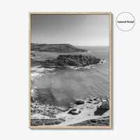 Malta Black and White Fine Art Photo Print, Golden Bay Beach, Mellieha, Coastal Poster