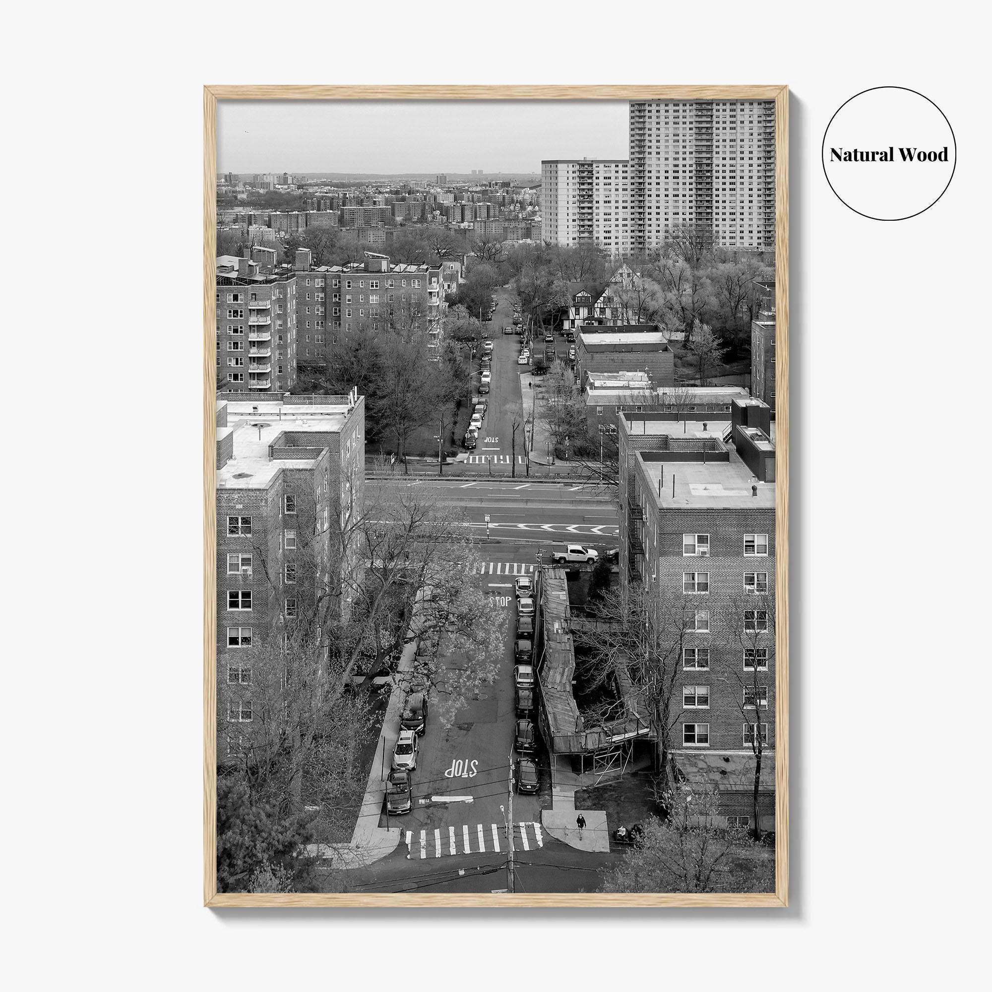 The Bronx Black and White Fine Art Photo Print, Spuyten Duyvil Aerial, NYC Poster