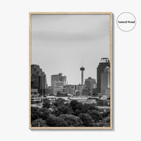 San Antonio Skyline Black and White Fine Art Photo Print, Texas, USA Wall Poster