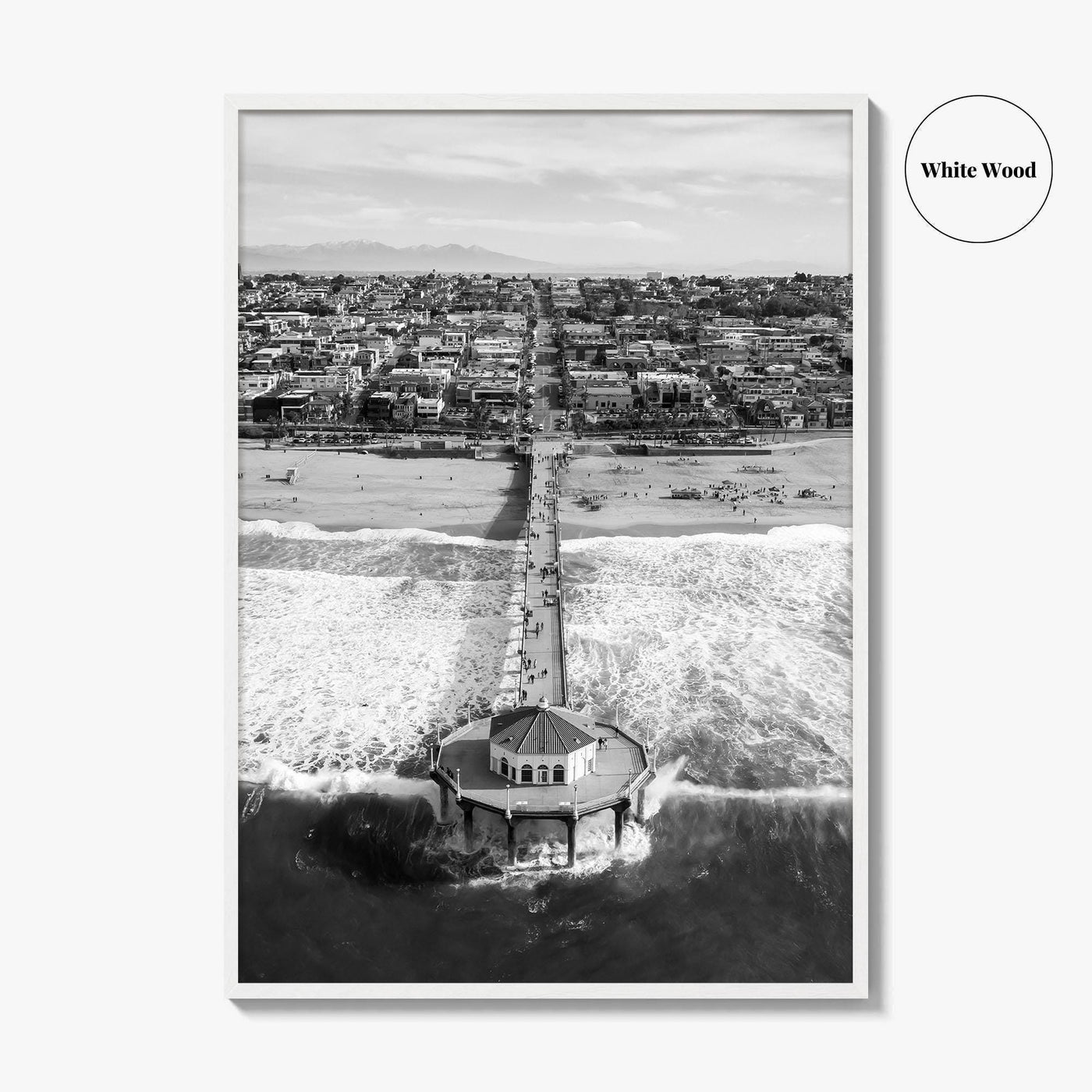 Manhattan Beach Black and White Fine Art Photo Print, California Pier, Los Angeles, USA