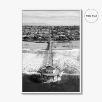 Manhattan Beach Black and White Fine Art Photo Print, California Pier, Los Angeles, USA