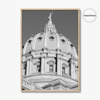 Harrisburg Black and White Fine Art Photo Print, Pennsylvania Capitol Dome Poster, PA Poster