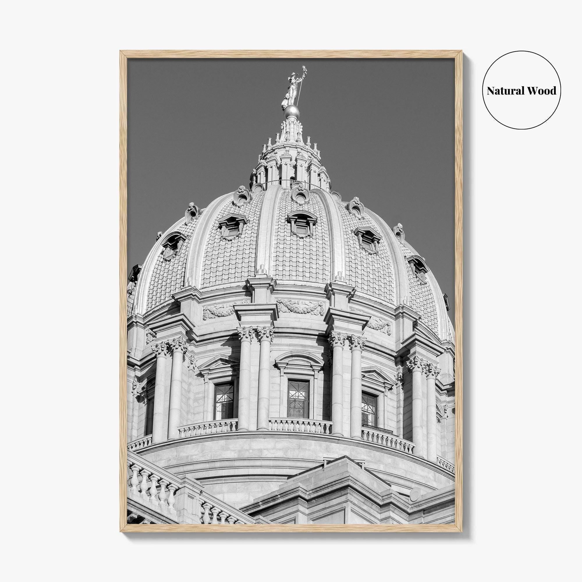 Harrisburg Black and White Fine Art Photo Print, Pennsylvania Capitol Dome Poster, PA Poster