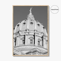 Harrisburg Black and White Fine Art Photo Print, Pennsylvania Capitol Dome Poster, PA Poster