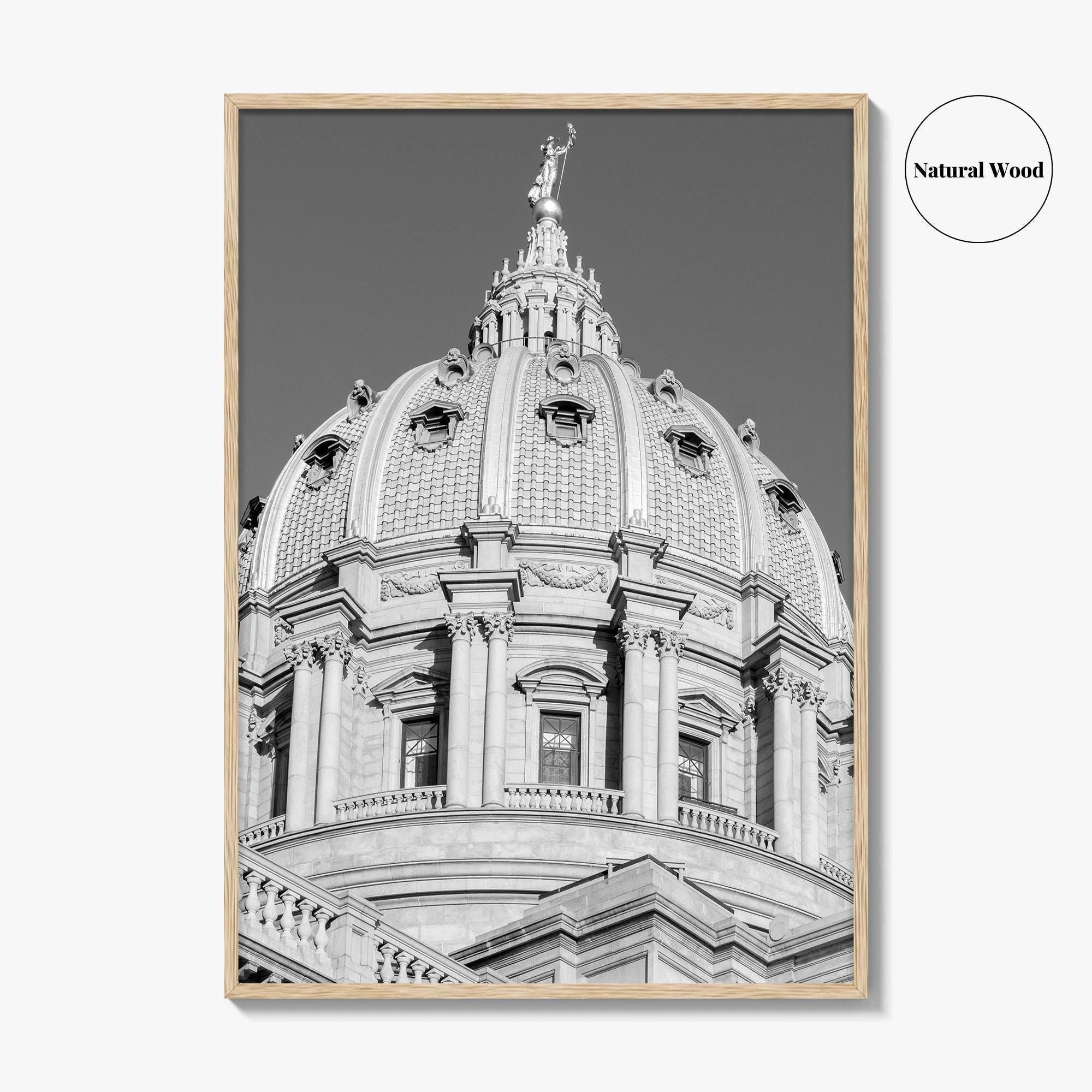 Harrisburg Black and White Fine Art Photo Print, Pennsylvania Capitol Dome Poster, PA Poster