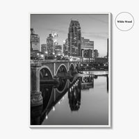 Minneapolis Skyline Black and White Fine Art Photo Print, Wall Poster, Minnesota USA