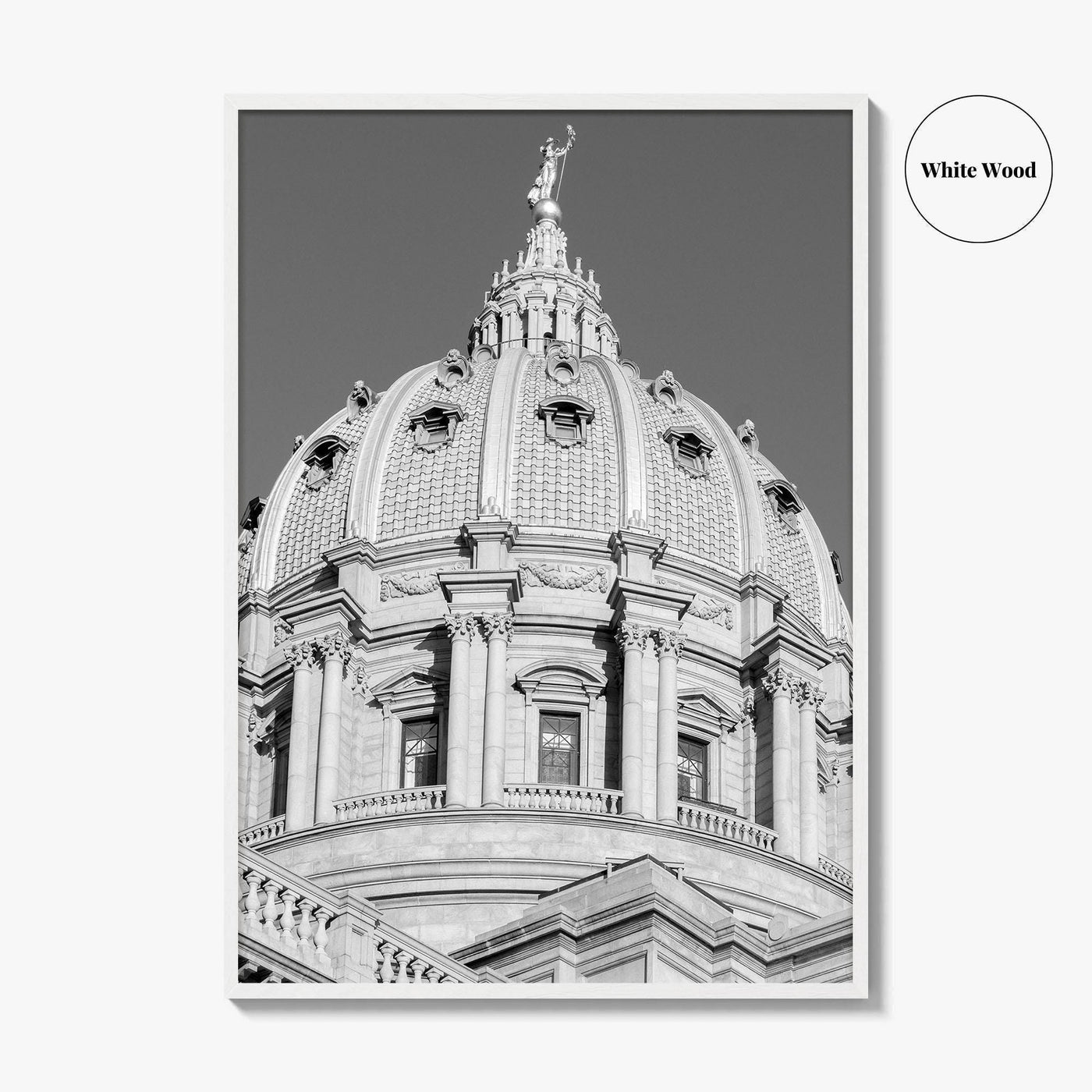 Harrisburg Black and White Fine Art Photo Print, Pennsylvania Capitol Dome Poster, PA Poster
