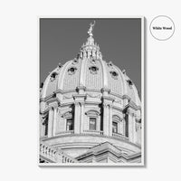 Harrisburg Black and White Fine Art Photo Print, Pennsylvania Capitol Dome Poster, PA Poster