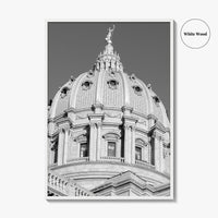 Harrisburg Black and White Fine Art Photo Print, Pennsylvania Capitol Dome Poster, PA Poster