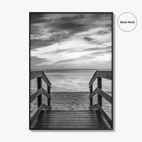 Naples Florida Black and White Fine Art Photo Print, Gulf Shore Boardwalk Poster