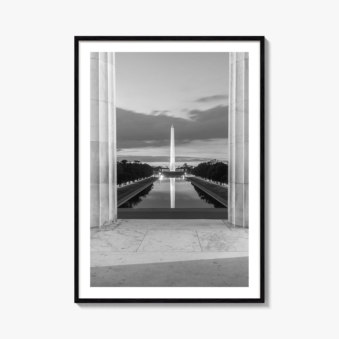 Washington DC Black and White Fine Art Photo Print, Lincoln Memorial Reflecting Pool Poster
