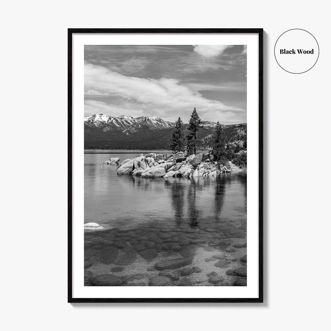 Lake Tahoe Black and White Fine Art Photo Print, California, Nevada Photo Poster