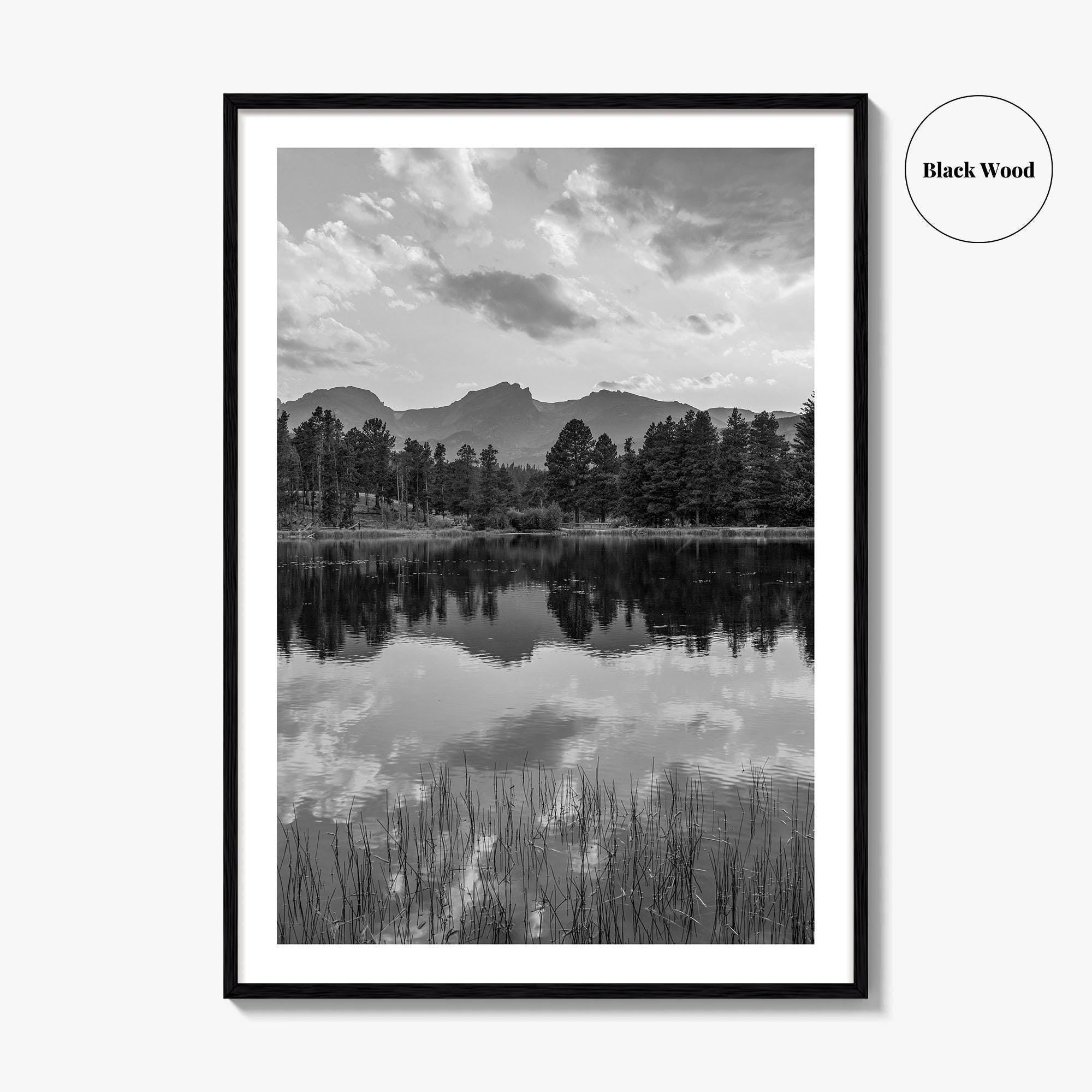 Rocky Mountain Black and White Fine Art Photo Print, Sprague Lake Colorado Poster