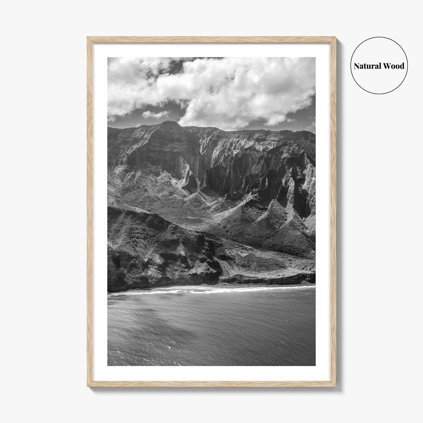 Na Pali Coast Black and White Fine Art Photo Print, Kauai Hawaii Poster