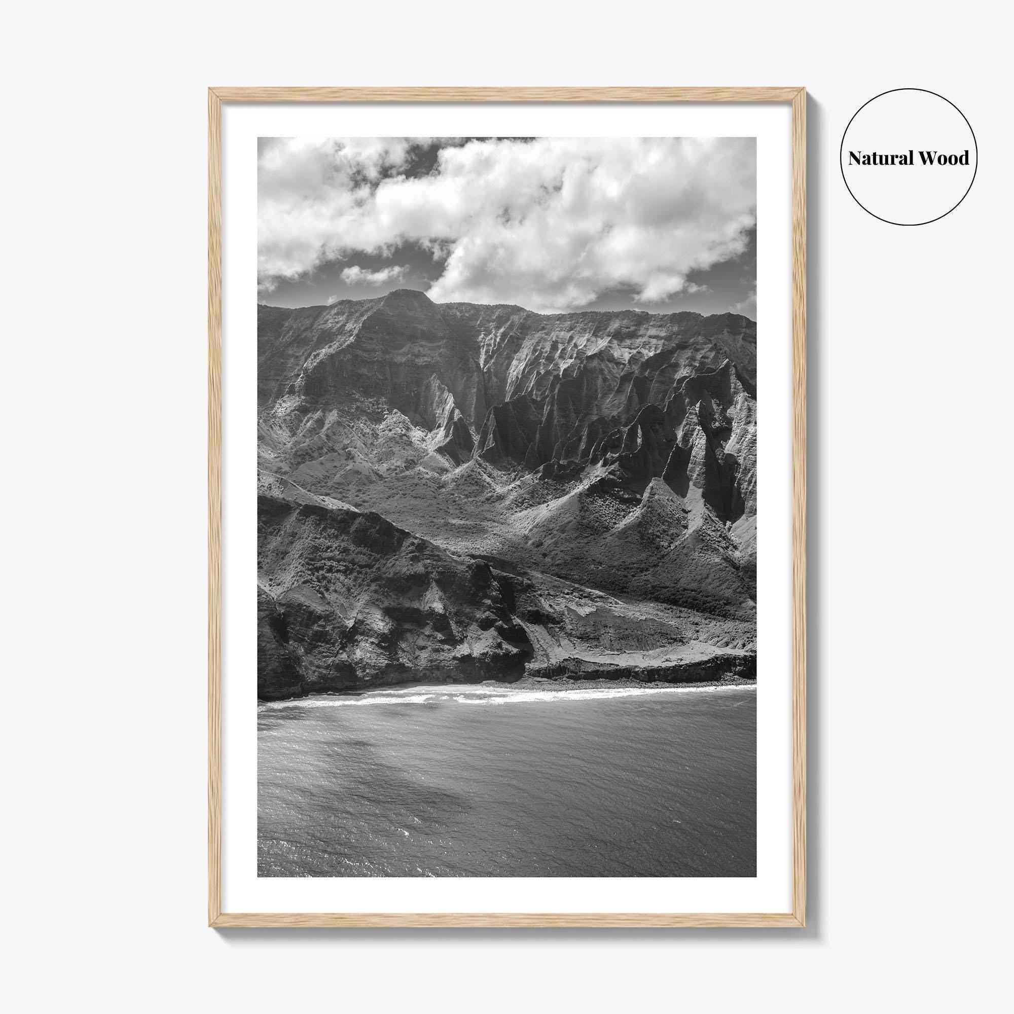 Na Pali Coast Black and White Fine Art Photo Print, Kauai Hawaii Poster