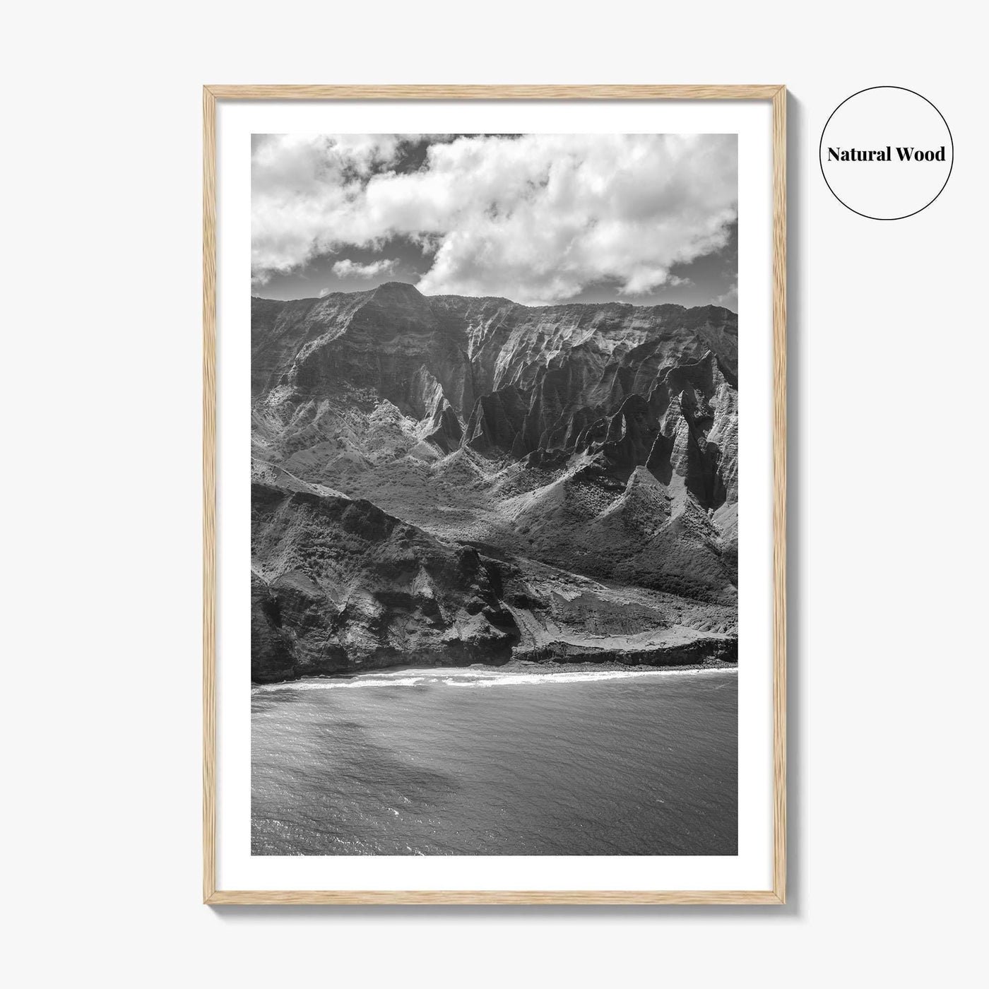 Na Pali Coast Black and White Fine Art Photo Print, Kauai Hawaii Poster