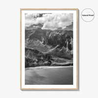 Na Pali Coast Black and White Fine Art Photo Print, Kauai Hawaii Poster