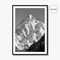 K2 Summit Black and White Fine Art Photo Print, Karakoram, Pakistan Wall Poster