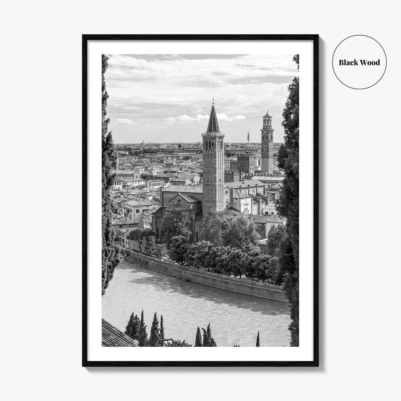 Verona Black and White Fine Art Photo Print, Historic Italy Poster, Veneto Poster