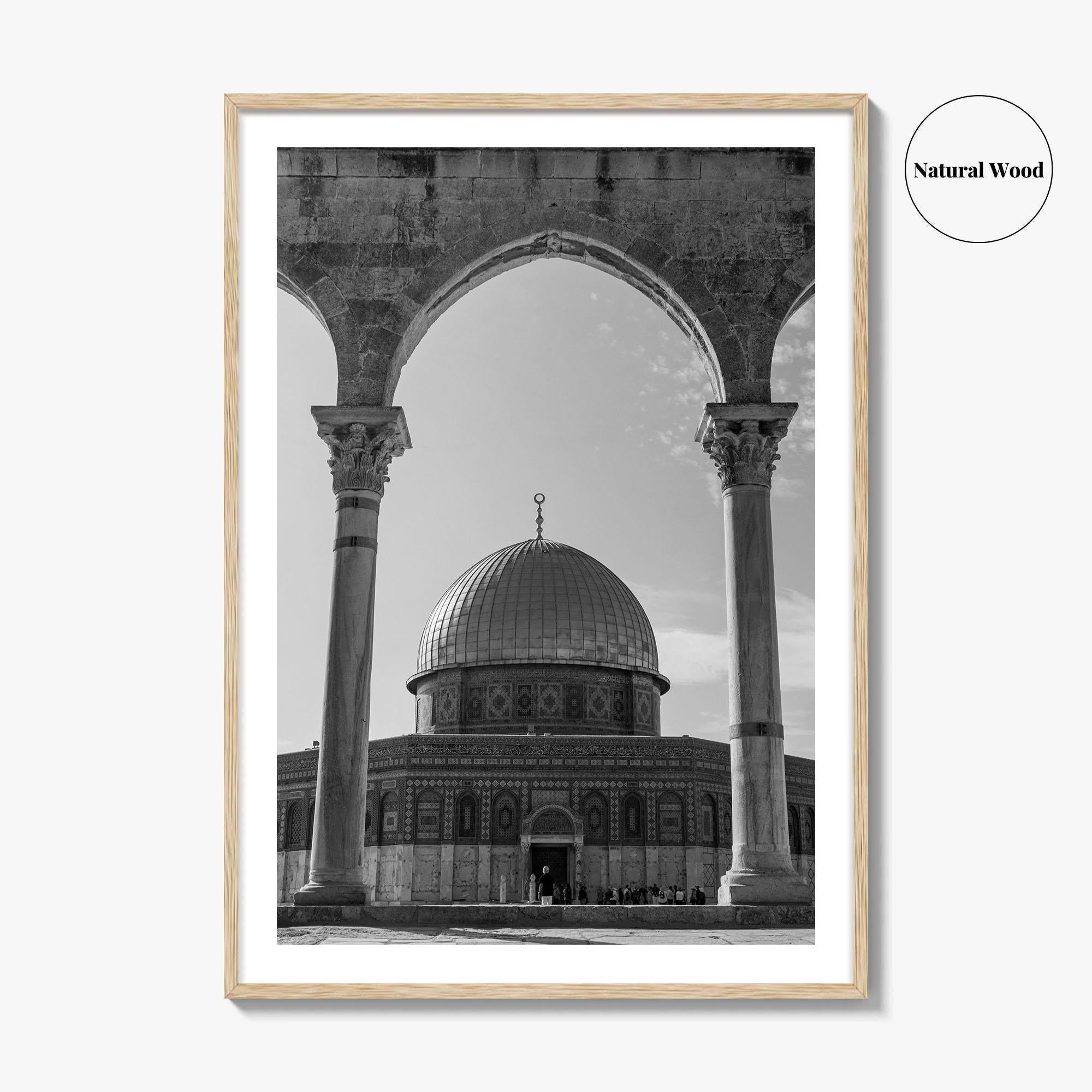 Jerusalem Black and White Fine Art Photo Print, Dome of the Rock Israel Poster