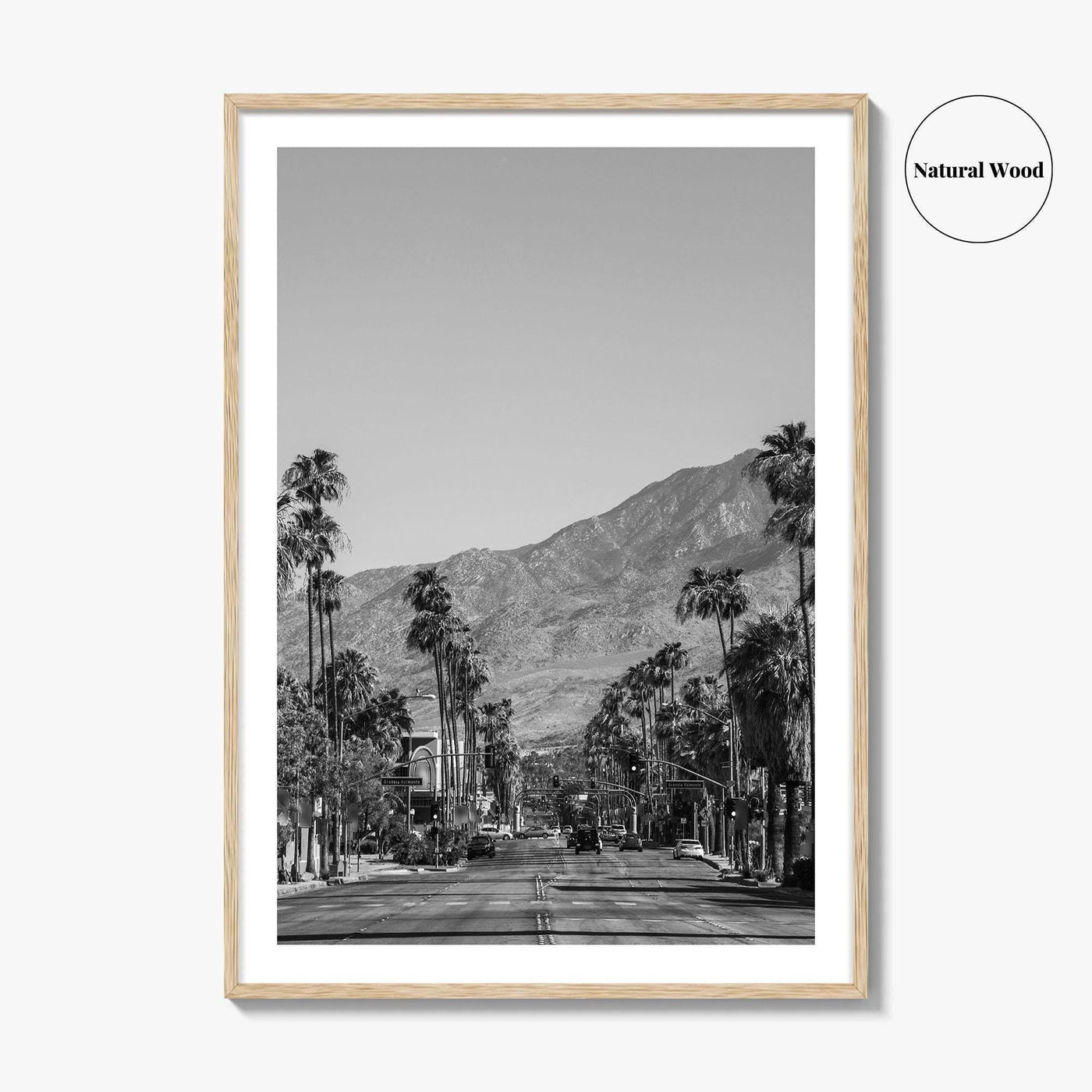 Palm Springs Skyline Black and White Fine Art Photo Print, Downtown California Poster
