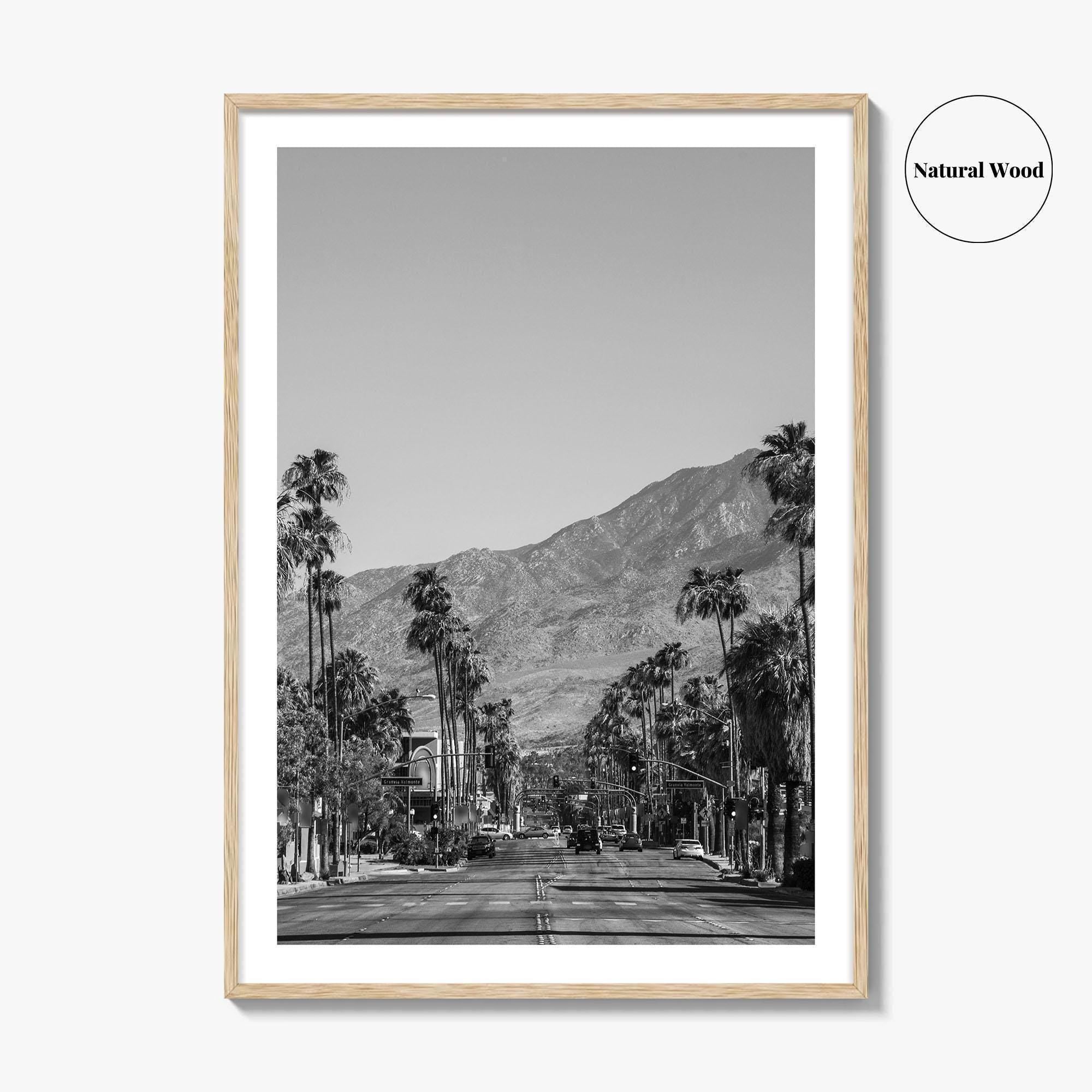Palm Springs Skyline Black and White Fine Art Photo Print, Downtown California Poster