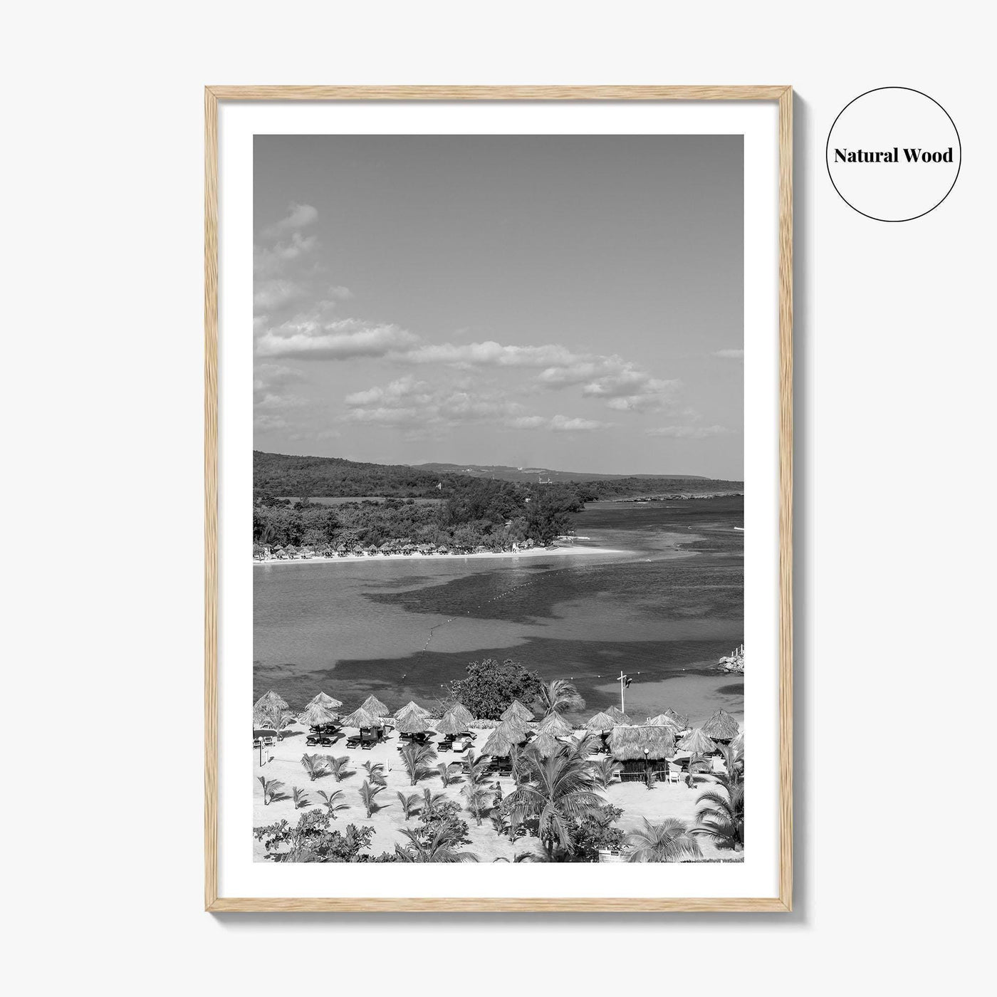Runaway Bay Black and White Fine Art Photo Print, Jamaica Ocho Rios Poster