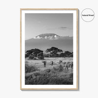 Mount Kilimanjaro Black and White Fine Art Photo Print, Amboseli, Kenya, Tanzania, Poster