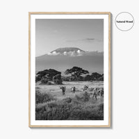 Mount Kilimanjaro Black and White Fine Art Photo Print, Amboseli, Kenya, Tanzania, Poster